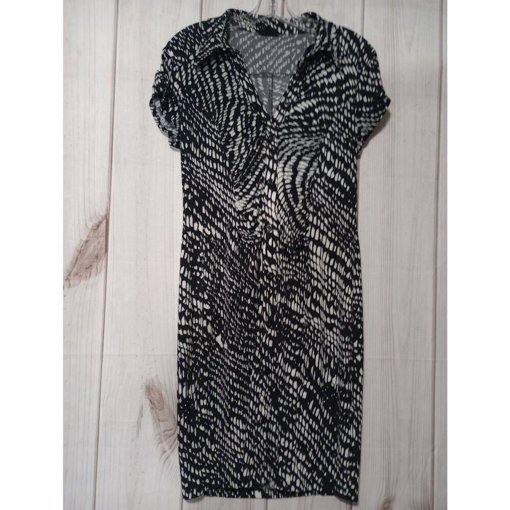 En Focus Studio Dress Ladies 12 V Neck Black White